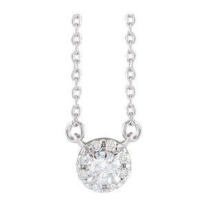 French-Set Halo-Style Necklace · 3.7–7 ct — 14K White Gold