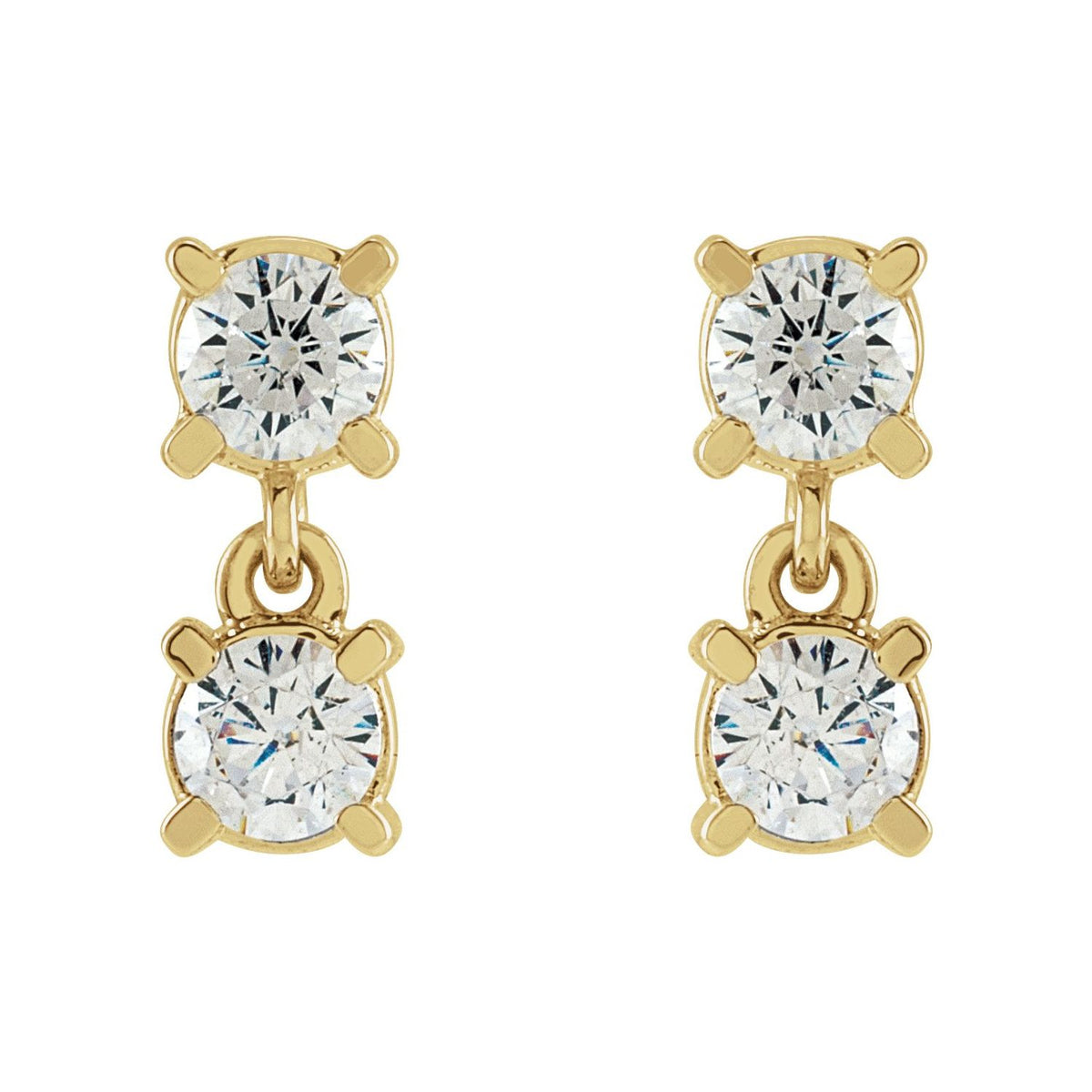 Lab-Grown Diamond Two-Stone Earrings · 0.5 ct — 14K Yellow Gold view 2