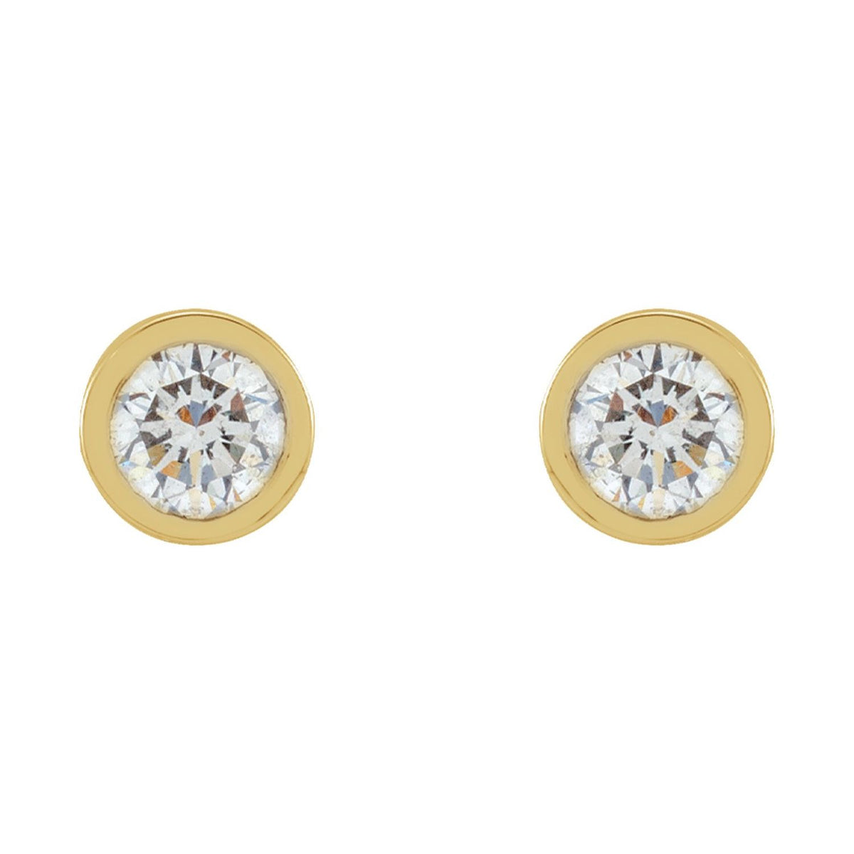 Round Micro Bezel-Set Stud Earrings · 0.01–1 ct — 14K Yellow Gold view 2