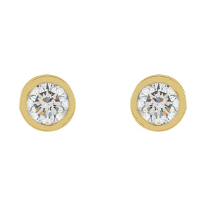 Round Micro Bezel-Set Stud Earrings · 0.01–1 ct — 14K Yellow Gold view 2