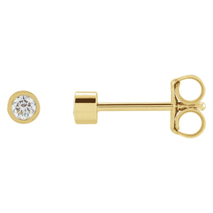 Round Micro Bezel-Set Stud Earrings · 0.01–1 ct — 14K Yellow Gold
