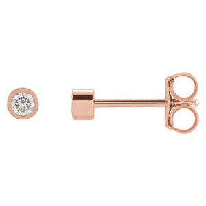 Round Micro Bezel-Set Stud Earrings · 0.01–1 ct — 14K Rose Gold