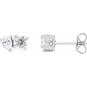 Lab-Grown Diamond Two-Stone Stud Earrings · 1.17 ct — 14K White Gold