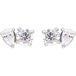 Lab-Grown Diamond Two-Stone Stud Earrings · 1.17 ct — 14K White Gold view 2