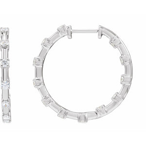 Lab-Grown Diamond Inside-Outside Hoop Earrings · 1 ct — 14K White Gold