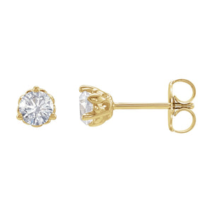 Round 3-Prong Fleur-de-lis Earrings · 0.2–0.5 ct — 14K Yellow Gold