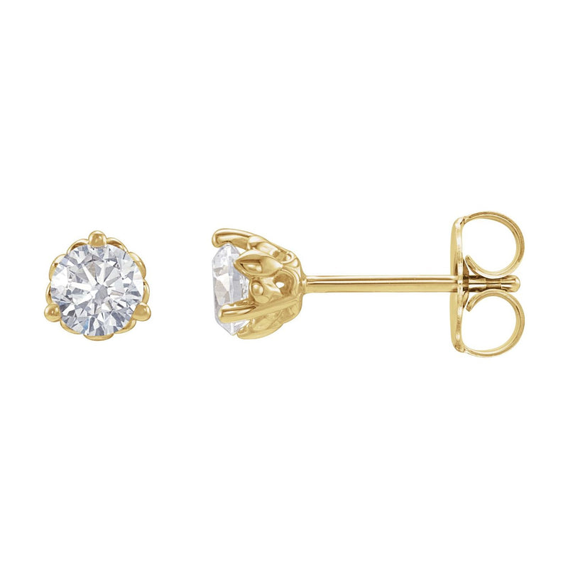 Round 3-Prong Fleur-de-lis Earrings · 0.2–0.5 ct — 14K Yellow Gold