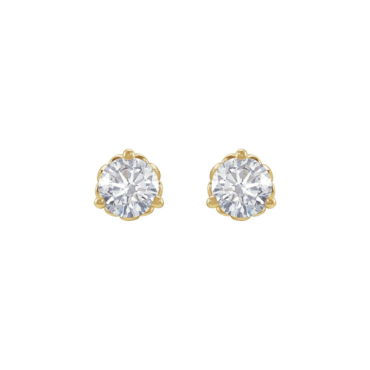 Round 3-Prong Fleur-de-lis Earrings · 0.2–0.5 ct — 14K Yellow Gold view 2