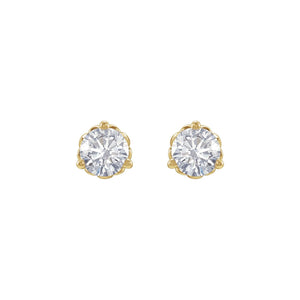 Round 3-Prong Fleur-de-lis Earrings · 0.2–0.5 ct — 14K Yellow Gold view 2