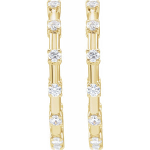 Lab-Grown Diamond Inside-Outside Hoop Earrings · 1 ct — 14K Yellow Gold view 3