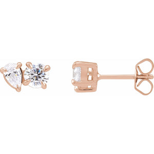 Lab-Grown Diamond Two-Stone Stud Earrings · 1.17 ct — 14K Rose Gold