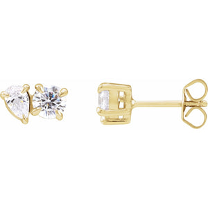 Lab-Grown Diamond Two-Stone Stud Earrings · 1.17 ct — 14K Yellow Gold