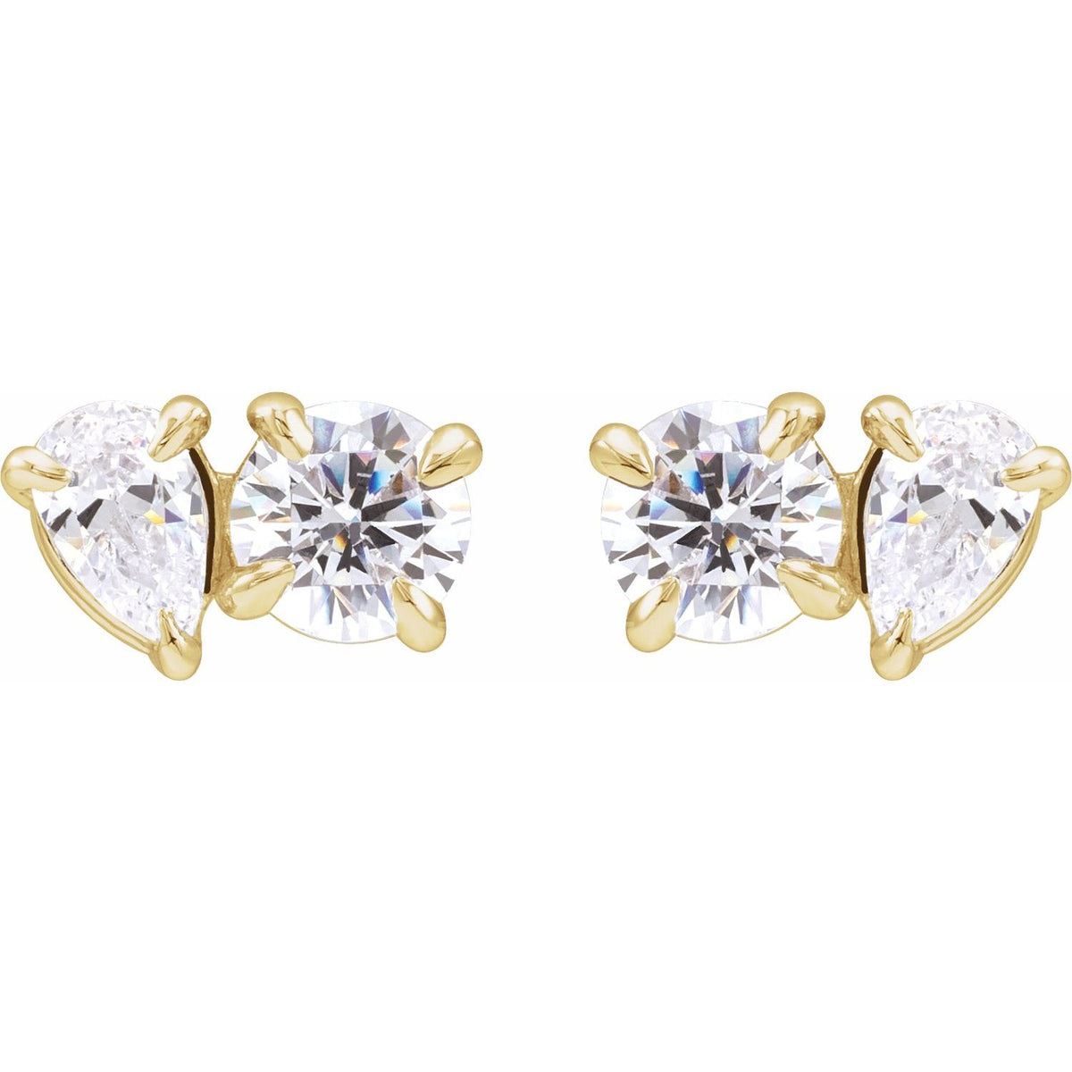 Lab-Grown Diamond Two-Stone Stud Earrings · 1.17 ct — 14K Yellow Gold view 2