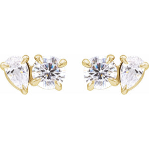 Lab-Grown Diamond Two-Stone Stud Earrings · 1.17 ct — 14K Yellow Gold view 2