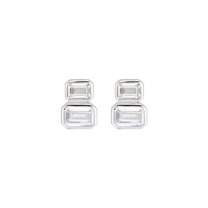 Lab-Grown Diamond Two-Stone Stud Earrings · 1 ct — 14K White Gold view 2