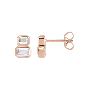 Lab-Grown Diamond Two-Stone Stud Earrings · 1 ct — 14K Rose Gold