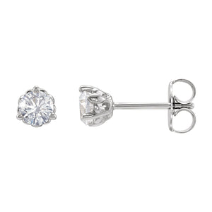 Round 3-Prong Fleur-de-lis Earrings · 0.2–0.5 ct — 14K White Gold
