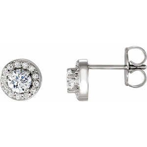 Round 4-Prong Halo-Style Earrings · 0.38–2.33 ct — 14K White Gold
