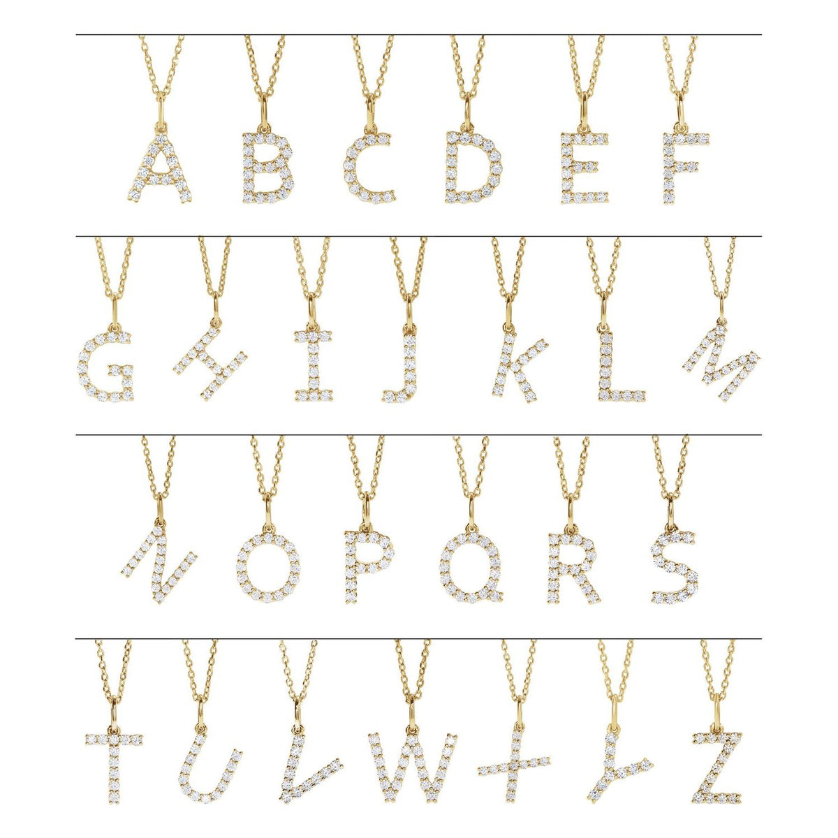 Accented Initial Necklace · 0.13–0.33 ct — 14K Yellow Gold view 2