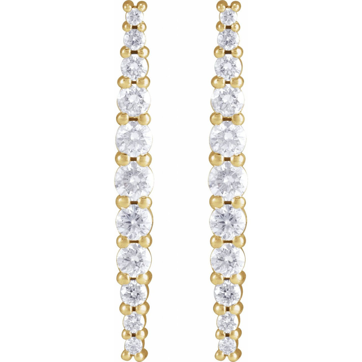 Accented Bar Earrings · 0.38 ct — 14K Yellow Gold view 2