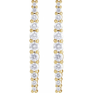 Accented Bar Earrings · 0.38 ct — 14K Yellow Gold view 2