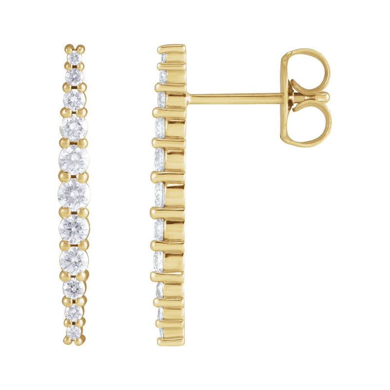 Accented Bar Earrings · 0.38 ct — 14K Yellow Gold