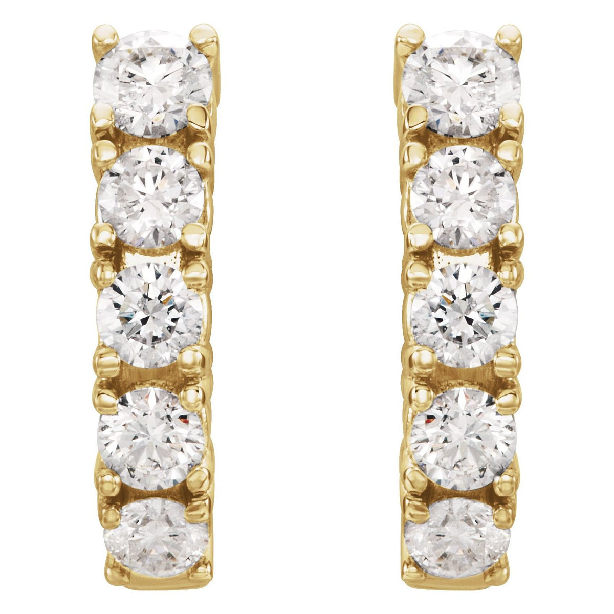 Accented J-Hoop Earrings · 1.5 ct — 14K Yellow Gold view 2