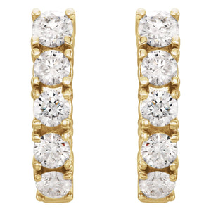 Accented J-Hoop Earrings · 1.5 ct — 14K Yellow Gold view 2