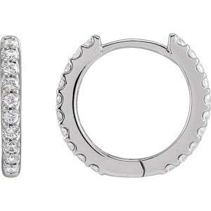Accented Huggie Earrings · 0.33–0.5 ct — 14K White Gold
