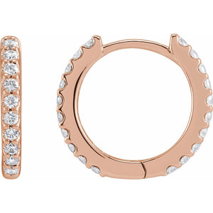 Accented Huggie Earrings · 0.33–0.5 ct — 14K Rose Gold