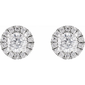Cocktail-Style Halo-Style Stud Earrings · 0.5–1 ct — 14K White Gold view 2