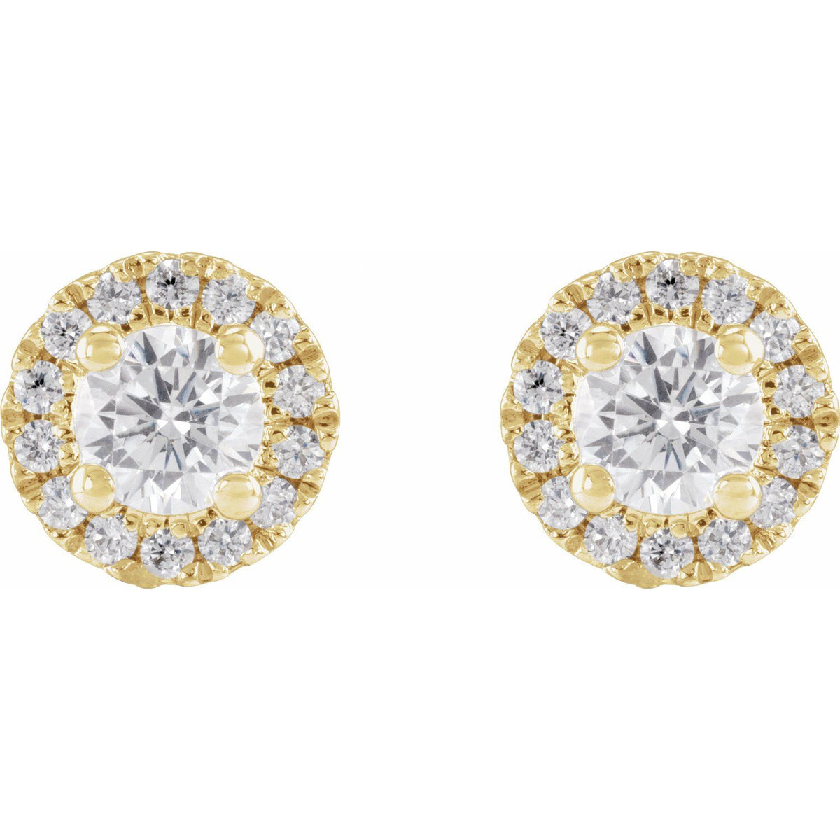 Cocktail-Style Halo-Style Stud Earrings · 0.5–1 ct — 14K Yellow Gold view 2