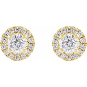 Cocktail-Style Halo-Style Stud Earrings · 0.5–1 ct — 14K Yellow Gold view 2