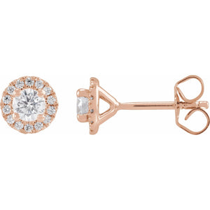 Cocktail-Style Halo-Style Stud Earrings · 0.5–1 ct — 14K Rose Gold