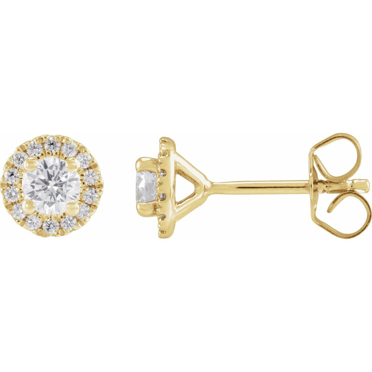 Cocktail-Style Halo-Style Stud Earrings · 0.5–1 ct — 14K Yellow Gold