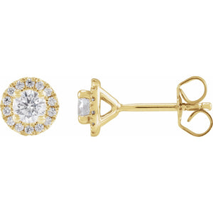 Cocktail-Style Halo-Style Stud Earrings · 0.5–1 ct — 14K Yellow Gold