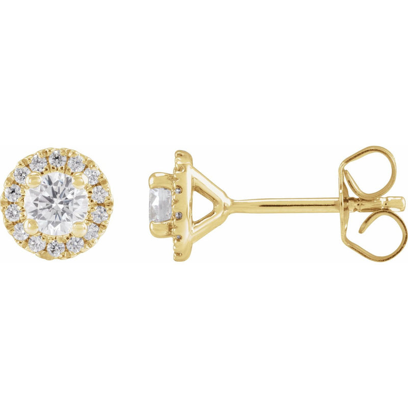 Cocktail-Style Halo-Style Stud Earrings · 0.5–1 ct — 14K Yellow Gold