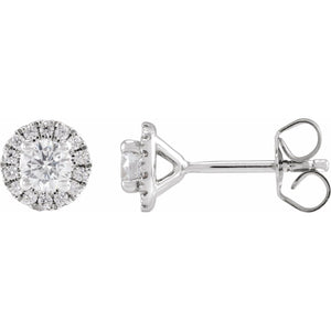 Cocktail-Style Halo-Style Stud Earrings · 0.5–1 ct — 14K White Gold