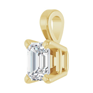 Emerald 4-Prong Solitaire Pendant · 7.25–13 ct — 14K Yellow Gold view 2