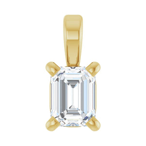 Emerald 4-Prong Solitaire Pendant · 7.25–13 ct — 14K Yellow Gold