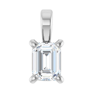 Emerald 4-Prong Solitaire Pendant · 7.25–13 ct — 14K White Gold