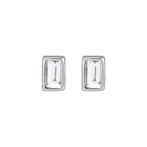 Straight Baguette Bezel-Set Stud Earrings · 0.03–0.1 ct — 14K White Gold view 2
