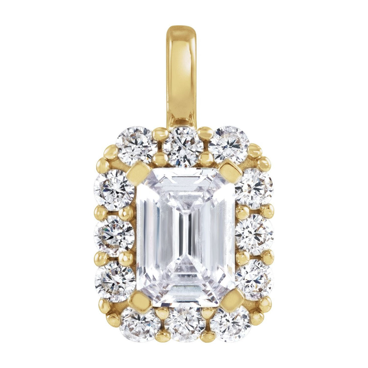 Lab-Grown Diamond Halo-Style Pendant · 13.5 ct — 14K Yellow Gold
