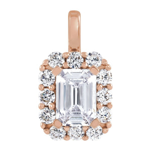 Lab-Grown Diamond Halo-Style Pendant · 13.5 ct — 14K Rose Gold