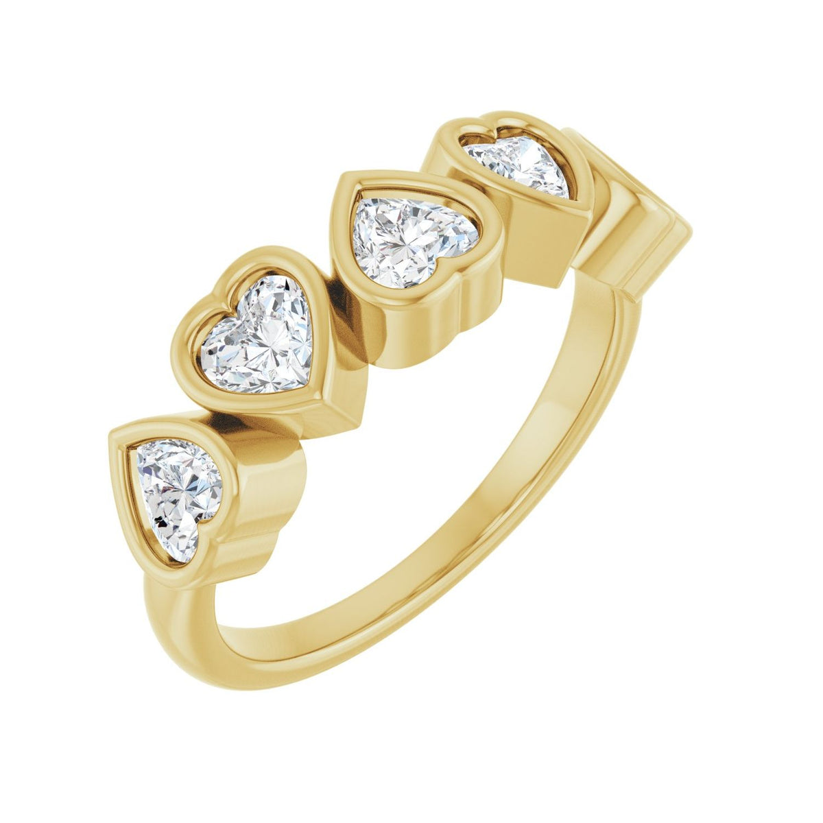 Five-Stone Heart Ring · 1.13 ct — 14K Yellow Gold