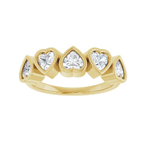 Five-Stone Heart Ring · 1.13 ct — 14K Yellow Gold view 3