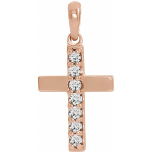 Accented Cross Necklace · 1.6 ct — 14K Rose Gold