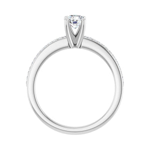 Accented Shank Round Engagement Ring · 0.5–3 ct — 14K White Gold, detail