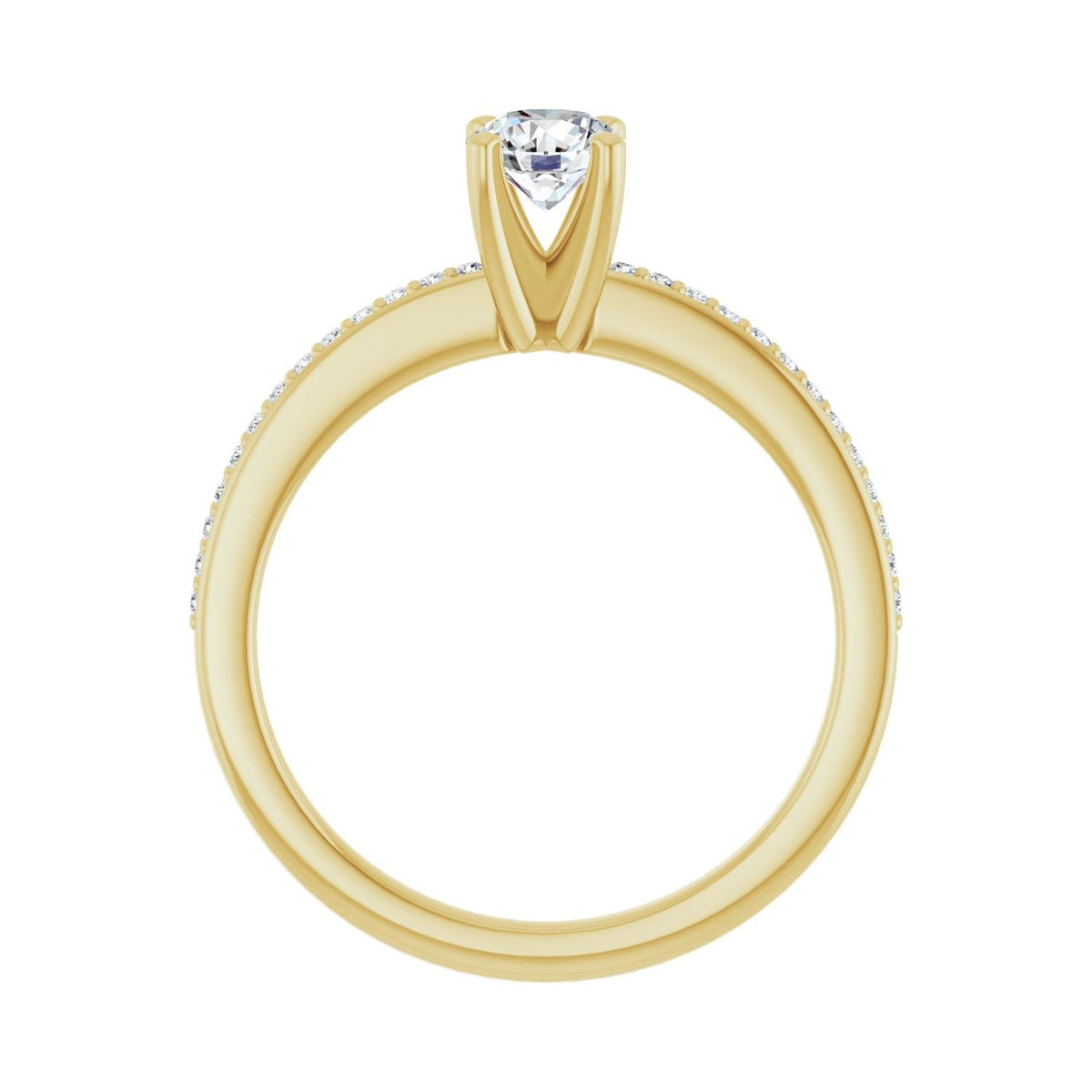 Accented Shank Round Engagement Ring · 0.5–3 ct — 14K Yellow Gold, detail