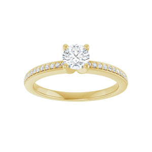 Accented Shank Round Engagement Ring · 0.5–3 ct — 14K Yellow Gold, detail
